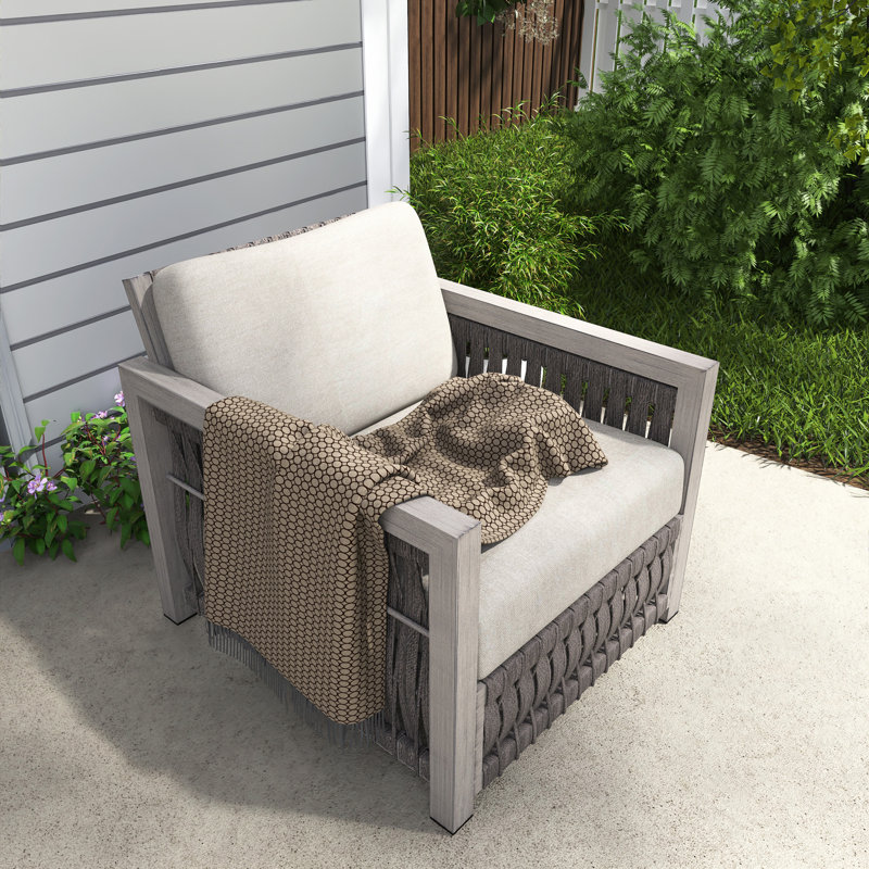 Canapé de patio en aluminium tissé à la main pour 1 personne avec coussins épais