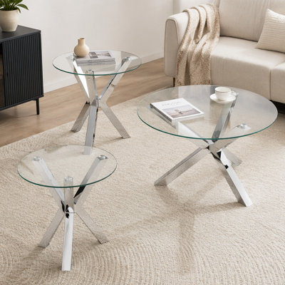 Ensemble de table basse et de table de bout 3 pièces Alexa Chrome