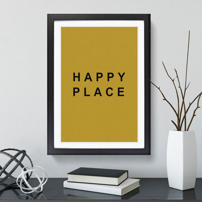 Happy Place Mustard - Picture Frame Typography
