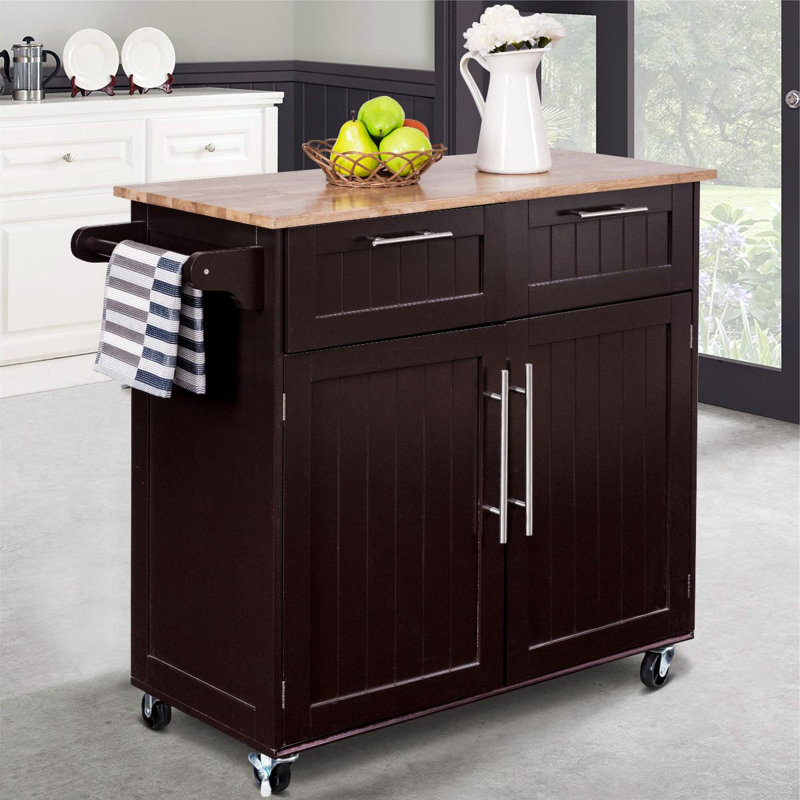Jguadalupe Solid Wood Top Kitchen Island