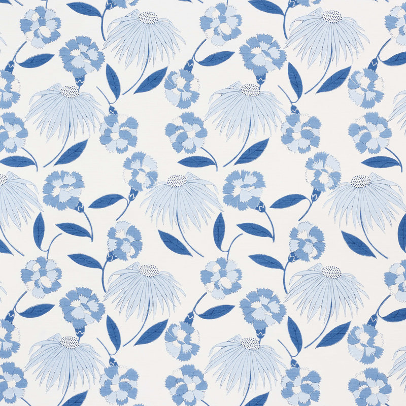 Schumacher x Celerie Kemble Bouquet Toss Fabric, Afternoon Blue