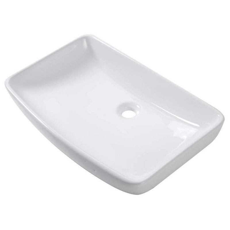 Lavabo de salle de bain vasque rectangulaire en céramique blanche