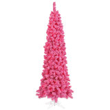 Flocked Pink Fir Lighted Artificial Fir Christmas Tree