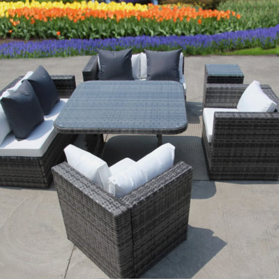 7 - Person Wicker Patio Dining Set with Rectangular Table