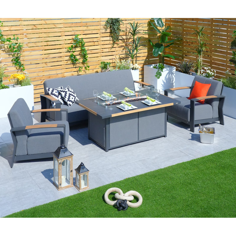 Ledjona 5 - Person Patio Conversation Set with Cushions