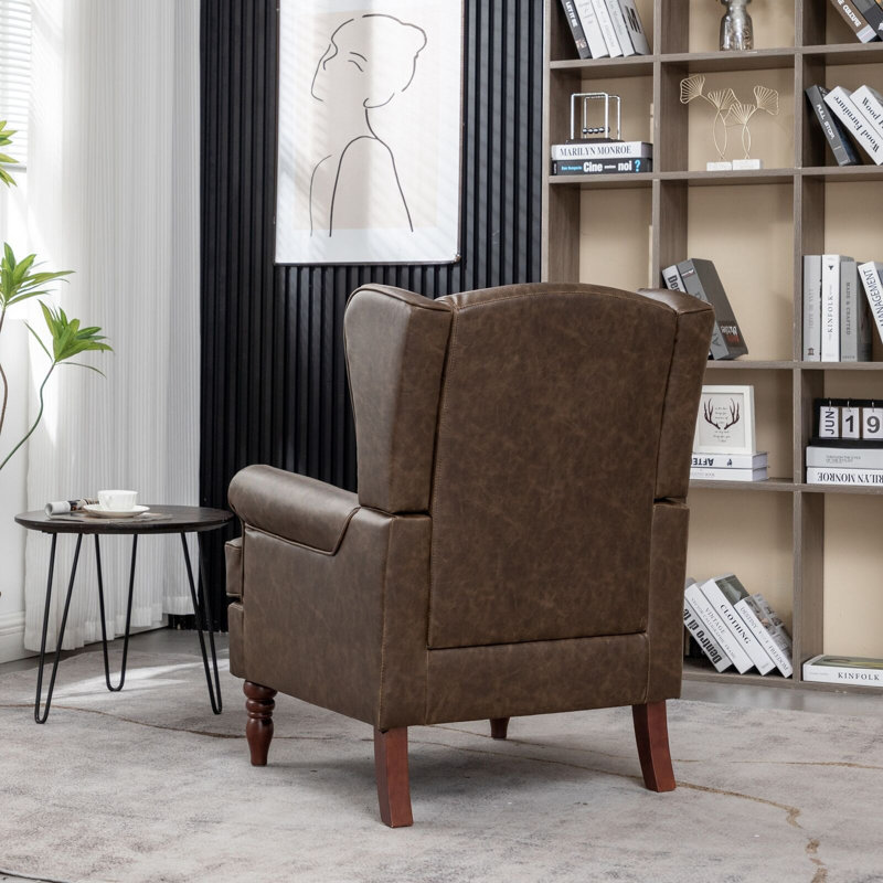 Alekzandra Faux Leather Armchair, PU Brown