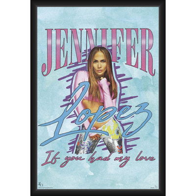  Officiellement sous licence Jennifer Lopez - Love - affiche d'art encadrée - 24 po x 36 po - Cadre en bois d'ingénierie robuste avec verre plexi - prêt à être accroché