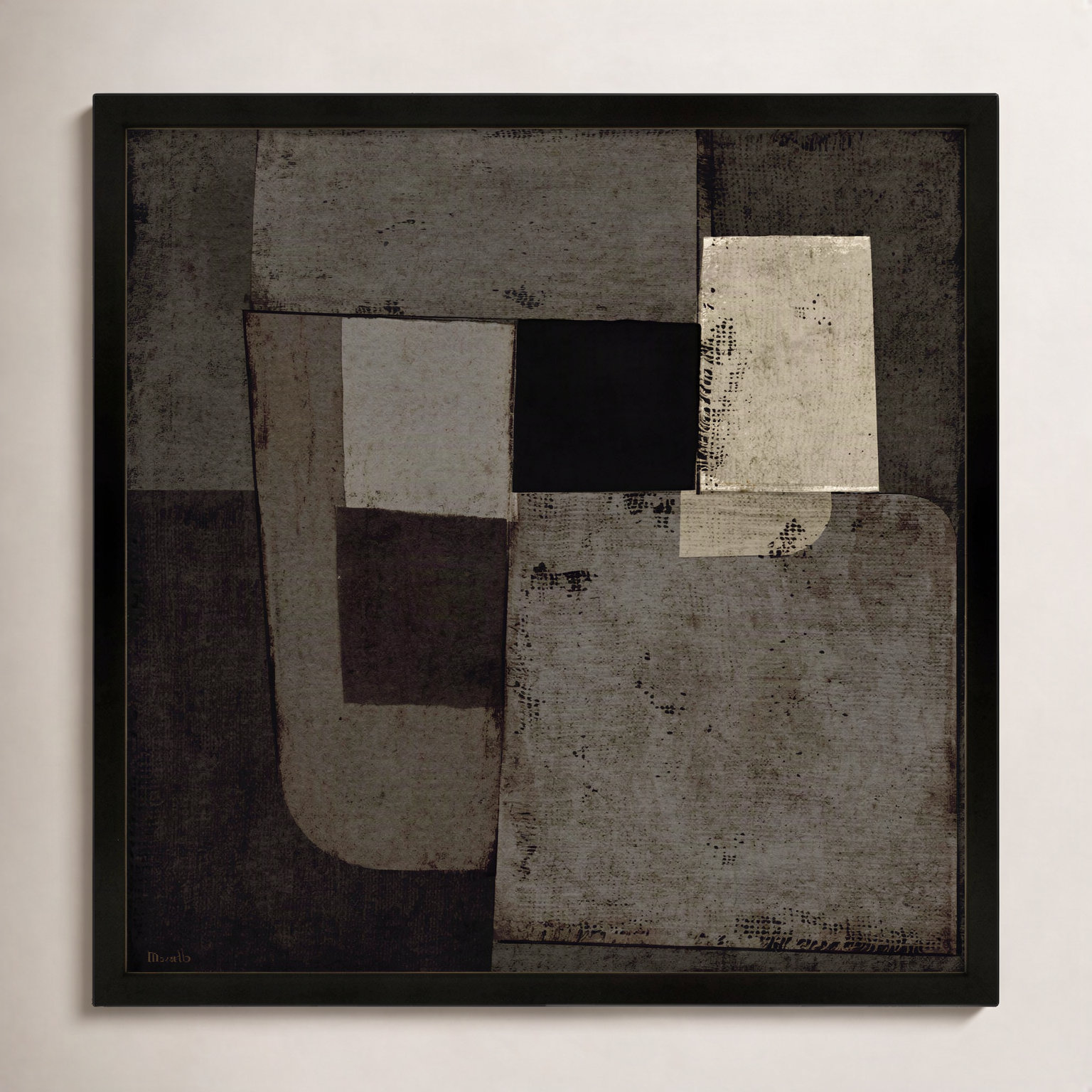 Night Shift 1 by Marco Marella for Studio M - Framed Wall Art, 30" H x 30" W, Canvas, Black