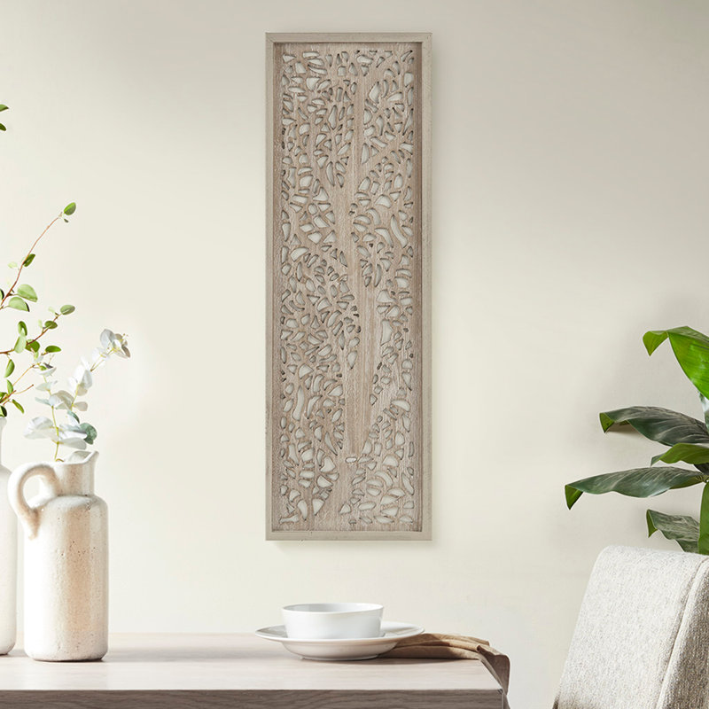 Laser Cut Tree Framed Panel Wall Decor, Natural