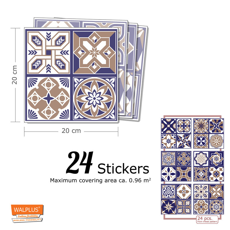20cm W x 20cm L PVC Peel and Stick Mosaic Tile