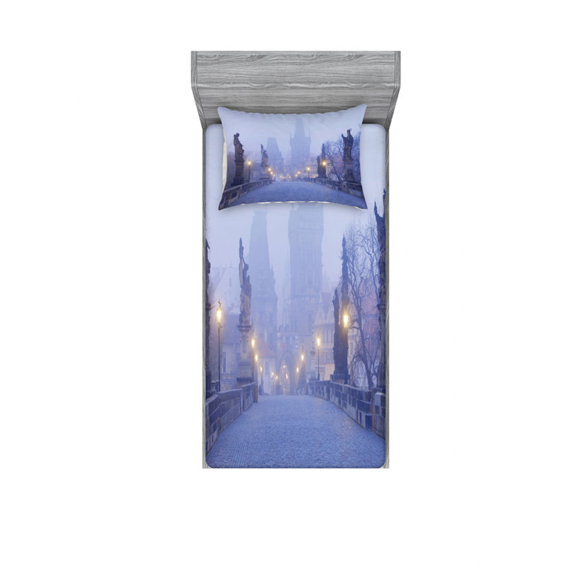 Ensemble de draps morningon tchèque streets, Ensemble de draps pour lit simple avec drap-housse
