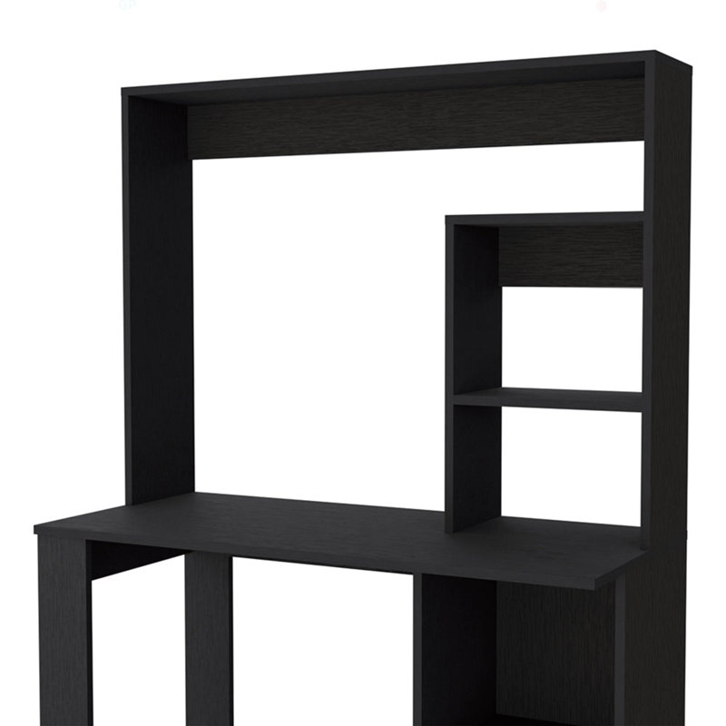 Palisades Computer Desk With Hutch And Storage Shelves, Black