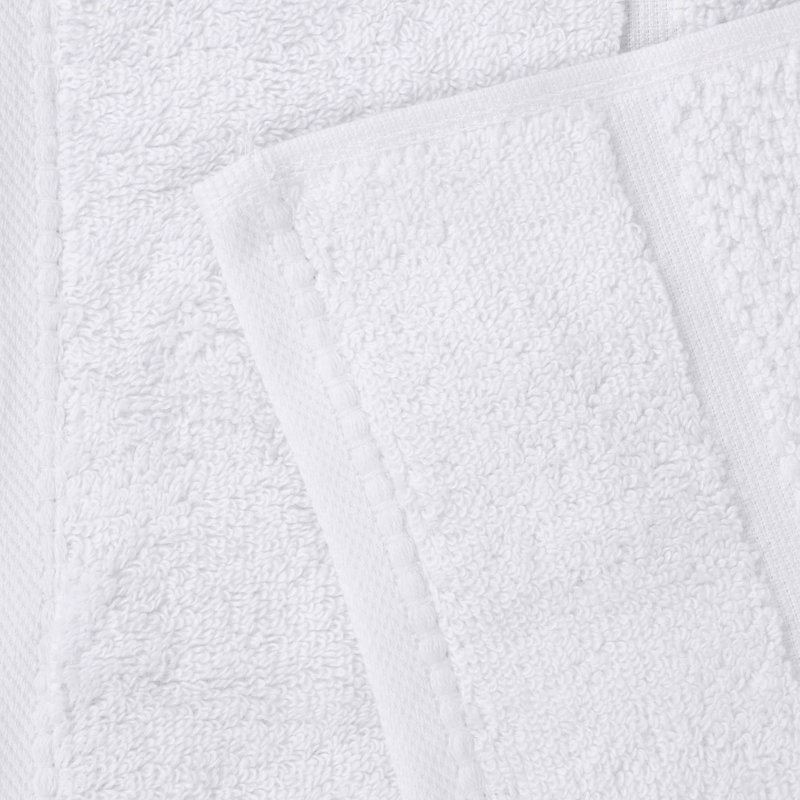 Mile Smart Twist Viscose Cotton Blend Medium Weight Solid Thick Border Towel Set, White, Bath Sheet - 2 Pack