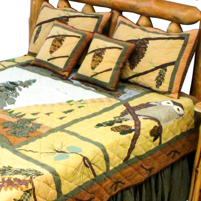 Courtepointe réversible matelassée réversible beige Pinecones, Grand