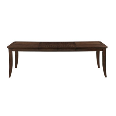Traditional Dining Table with Extension Leaf  with Dark  Inlay Wooden Formal Dinng Room Furniture