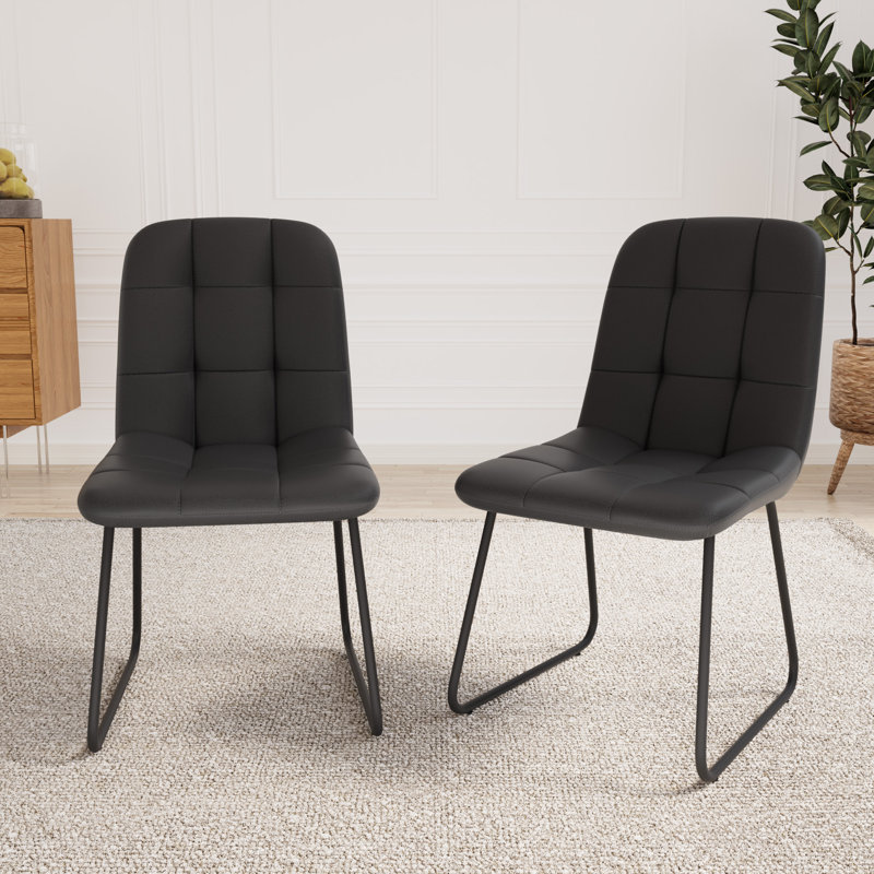47cm H Upholstered Upholstered Back Side Chair, Black