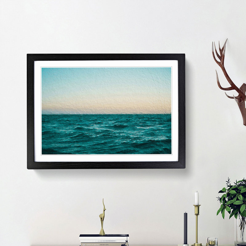 Ocean Stripe - Framed Print, Black Framed, 48cm H x 65cm W x 2cm D