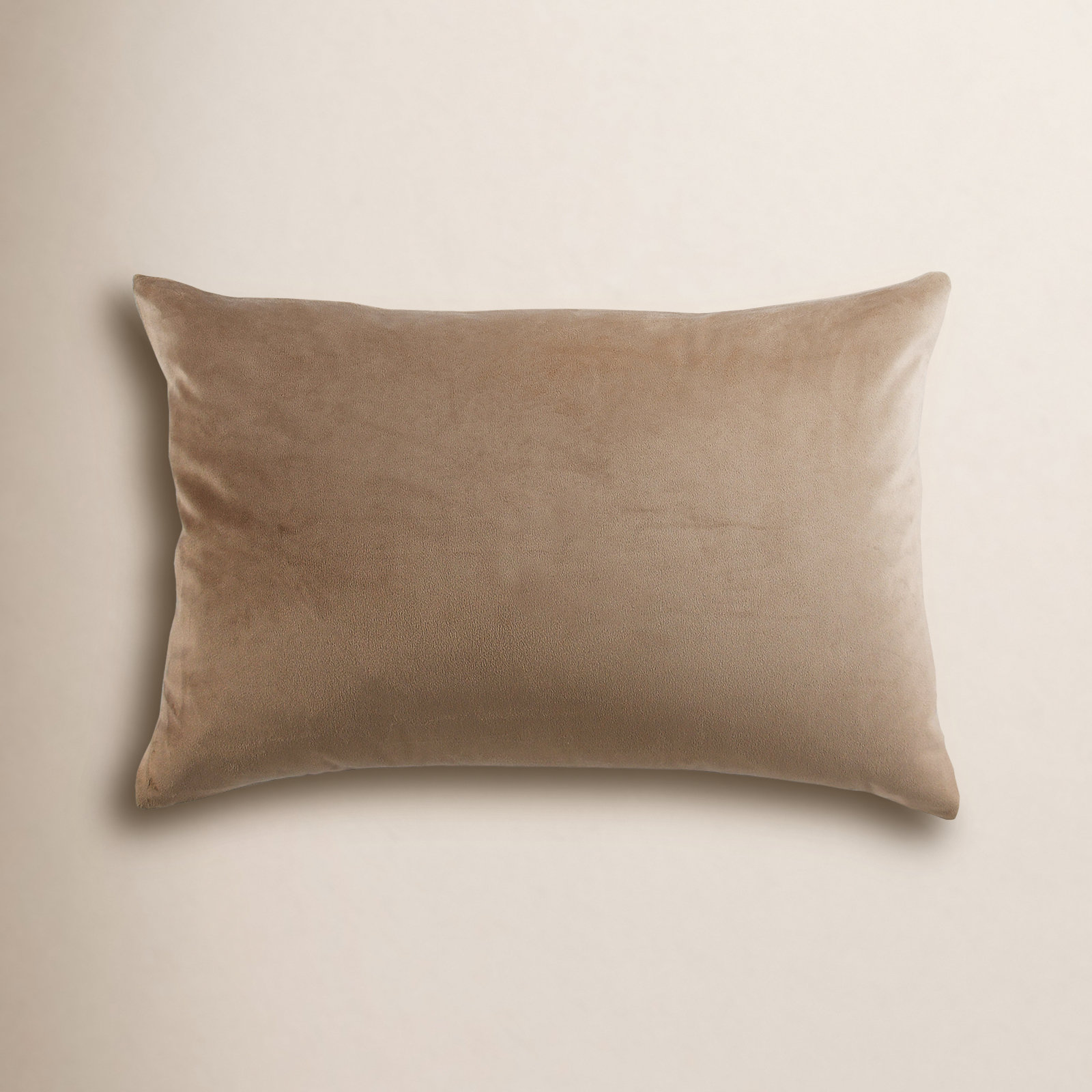 Velvet Lumbar Throw Pillow, Nude Beige