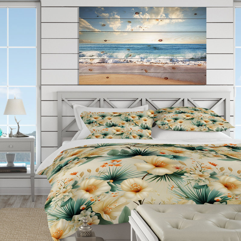 Ensemble de housse de couette Seashell Serenity, Housse de couette pour grand lit et 2 taies décor