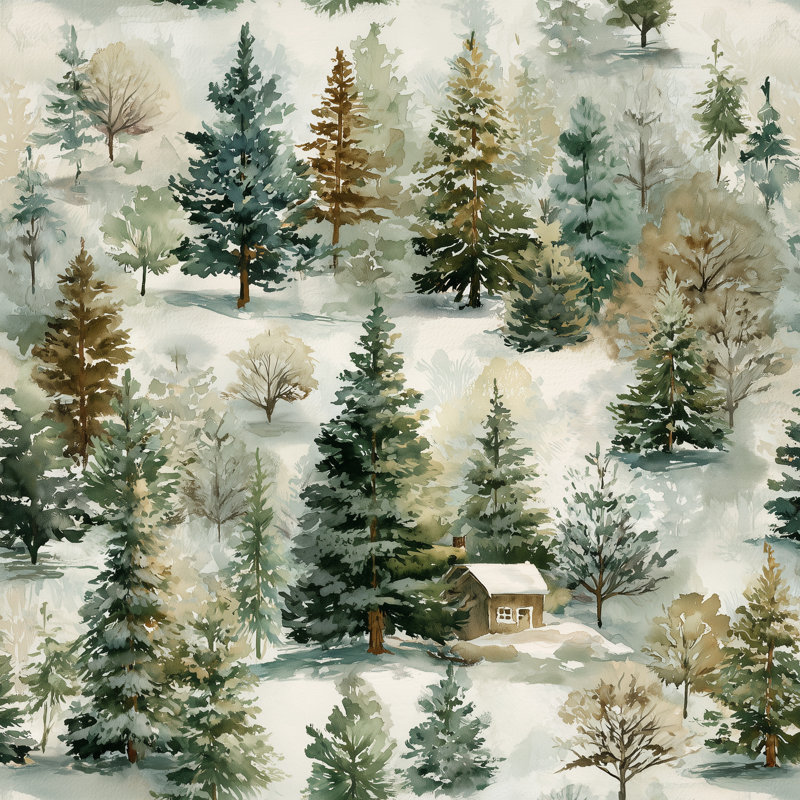 Art mural sur toile Cabin in Evergreen, H 20 po x l 20 po