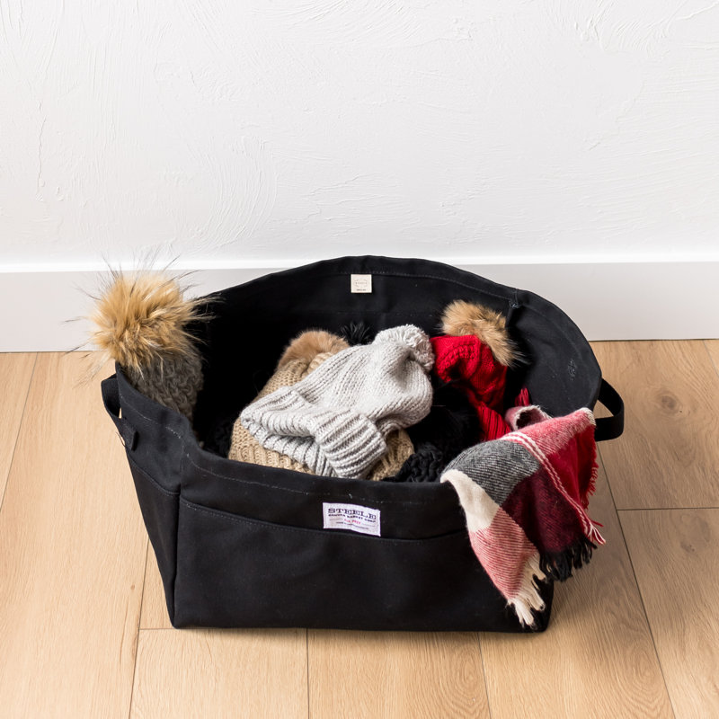 Grand bac de rangement en toile, Noir