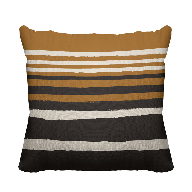 Coussin décoratif abstrait / minimaliste intérieur / extérieur, 15 po x 15 po, Orange, Carré