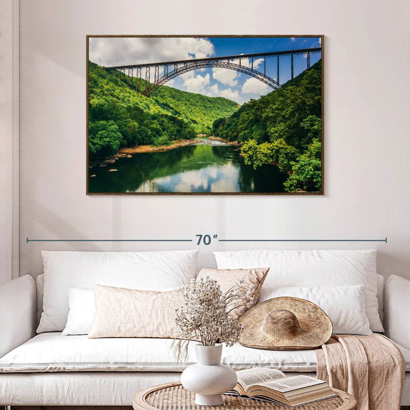 Pont New River Gorge, 46 po x 31 po, Cadre flottant noyer