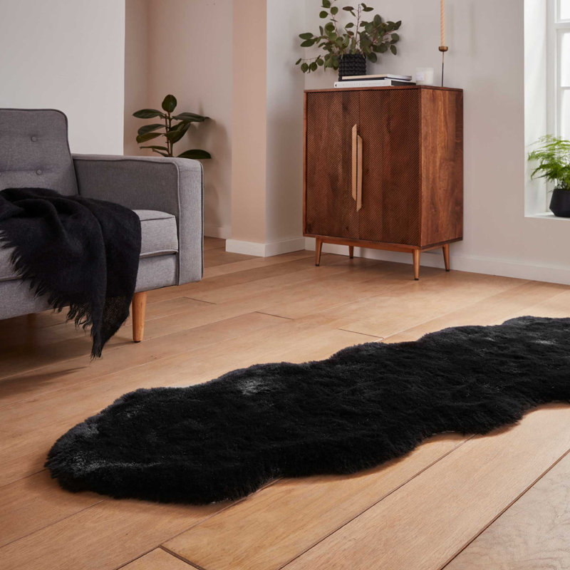 Lehi area rug Table Tufted Sheepskin Black, Sheepskin 60 x 90cm