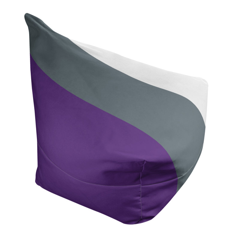 Sacramento Bean Bag Chair & Lounger, 31" x 38" x 42", Purple/Slate Gray/White