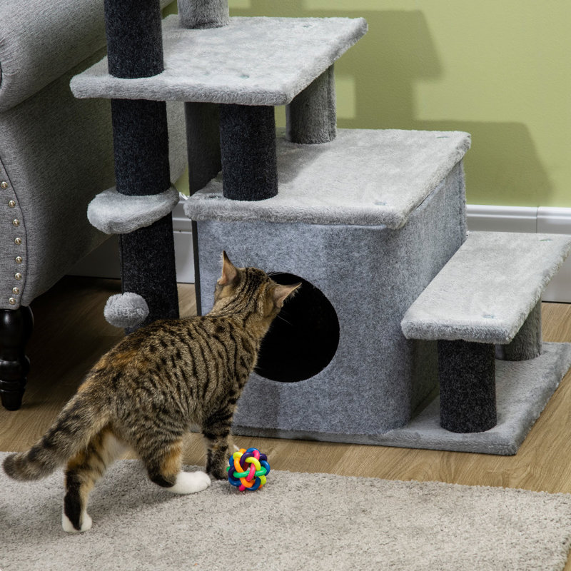 Dog Steps for Bed 4 Step Pet Stairs with Cat House for Sofa