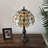 Bernfried Tiffany Style Table Lamp Gold Stained Glass Crystal Beans LED Bulbs Included H22"