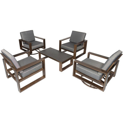 Emig 4 - Person Patio Dining Set with Rectangular Table , Cushions Included