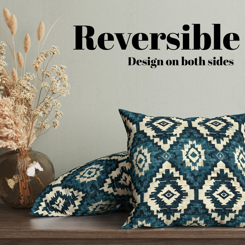 Eastern Elegance Geometric Reversible Pillow Cover, 20"H x 20"W