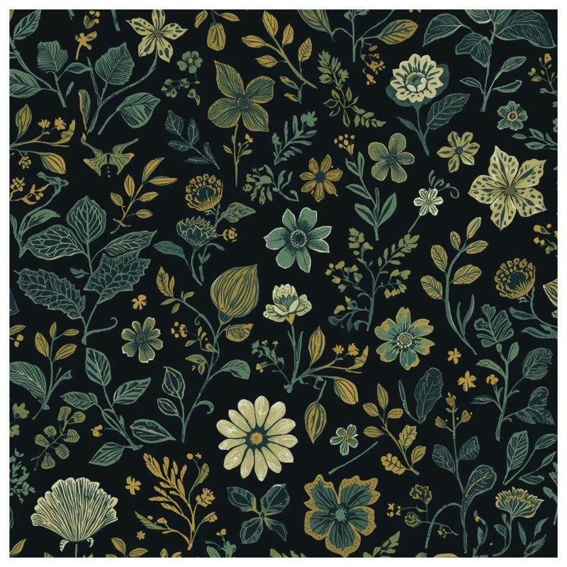 Tapisserie murale à motif floral botanique - Décoration murale florale, 50in H x60in W with 4 Grommets