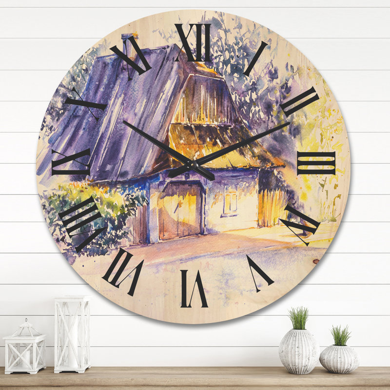 Vieille horloge murale en bois, Grand