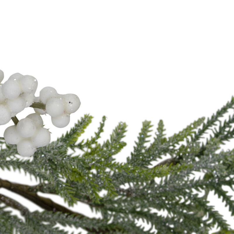 Guirlande de Noël 5 pi x 10 po avec baies blanches et pin givré