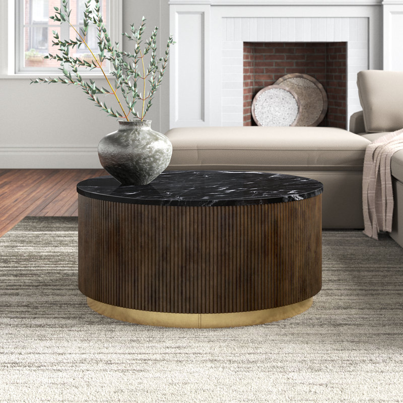 Rylee Modern Coffee Table, Black Top/Espresso Base