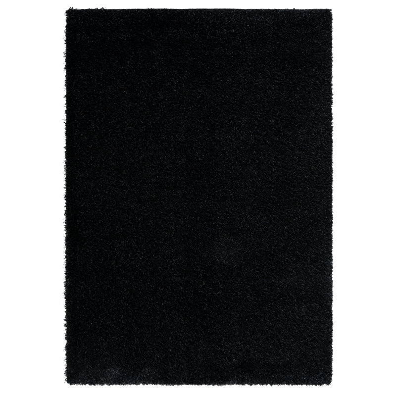 Tapis noir tissé à plat à la main Angeliya, Rectangle 8 pi x 10 pi