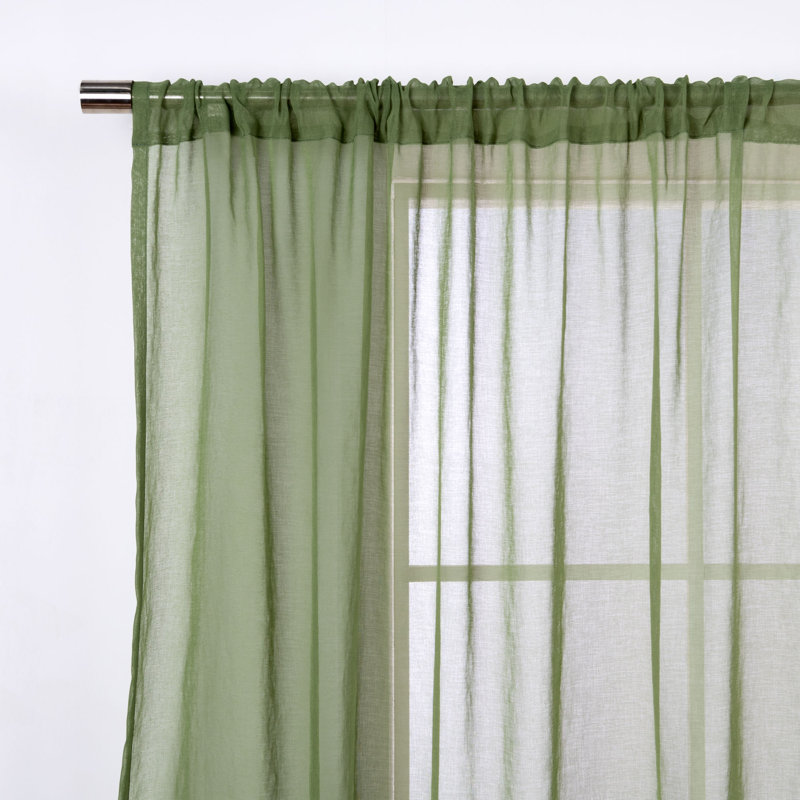 Paire de rideaux transparents avec passe-tringle Walton, Vert, L 52 po x L 96 po
