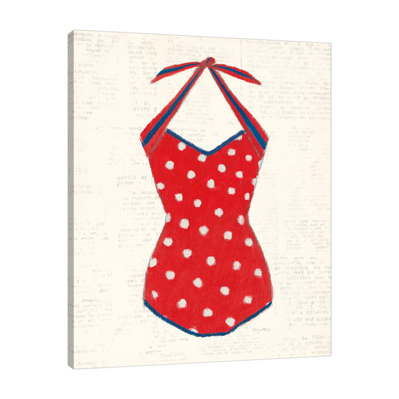 Toile tendue avec châssis «Retro Swim vêtements II» par Emily Adams, H 25 po x l 20 po x P 1,5 po