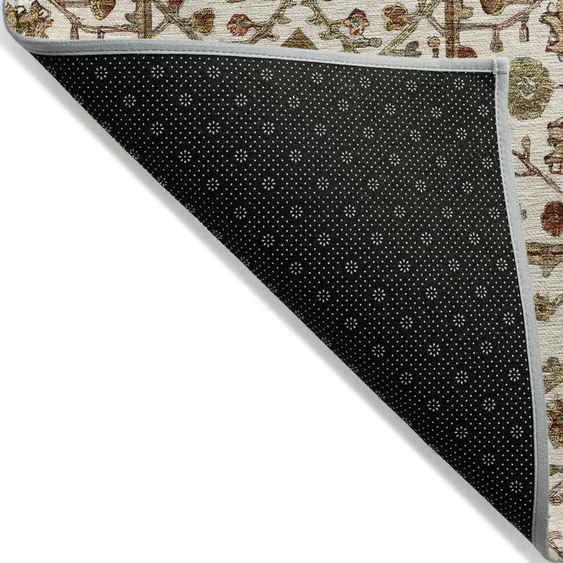 Tapis extérieur lavable floral brun et rouge ivoire 10 pi x 14 pi