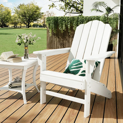Adirondack Chair for Patio, HDPE Outdoor Lawn Chair with Wood Texture for Garden Backyard Deck Poolside Use