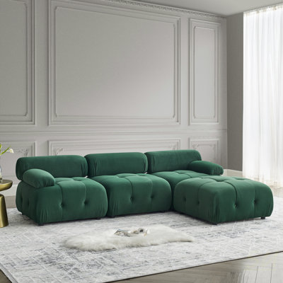 Modular Sectional Sofa, Button Tufted Design And DIY Combination, L Shaped Couch With Reversible Ottoman For Versatile Living Spaces, Sectional