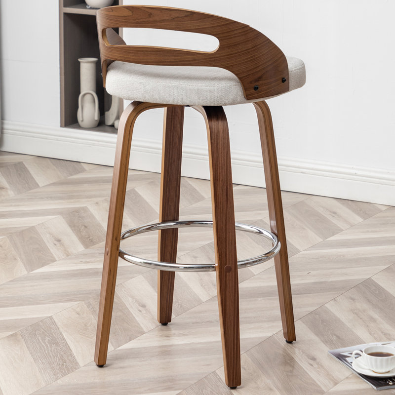 Tabouret de bar pivotant moderne Mahtab, Beige, Tabouret de bar (siège d'une hauteur de 30,31 po)
