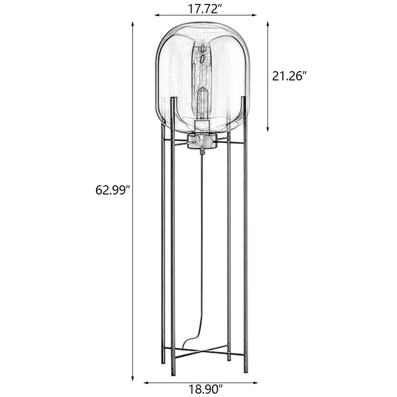 Lampe de plancher de chambre à coucher haut de gamme Iron Artistic Minimalist, Argent argent, 62.99"