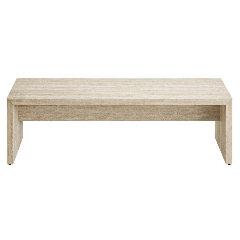 Mirella 53.5” Faux Travertine Bench In Travertine, 18.5" H x 62" W x 17" D