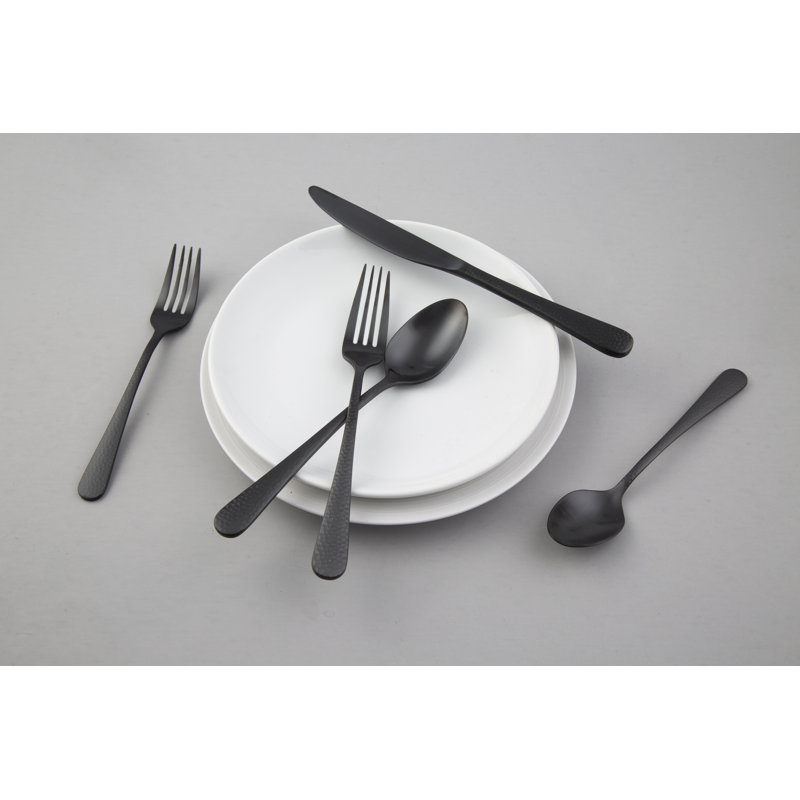 Keene 20 Piece Flatware Set, Service for 4, Black Satin