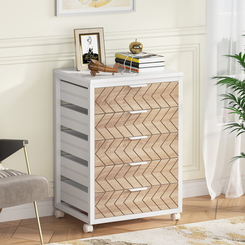 Jasonn 19.69'' Wide 4 - Drawer Storage Cabinet, White/Brown