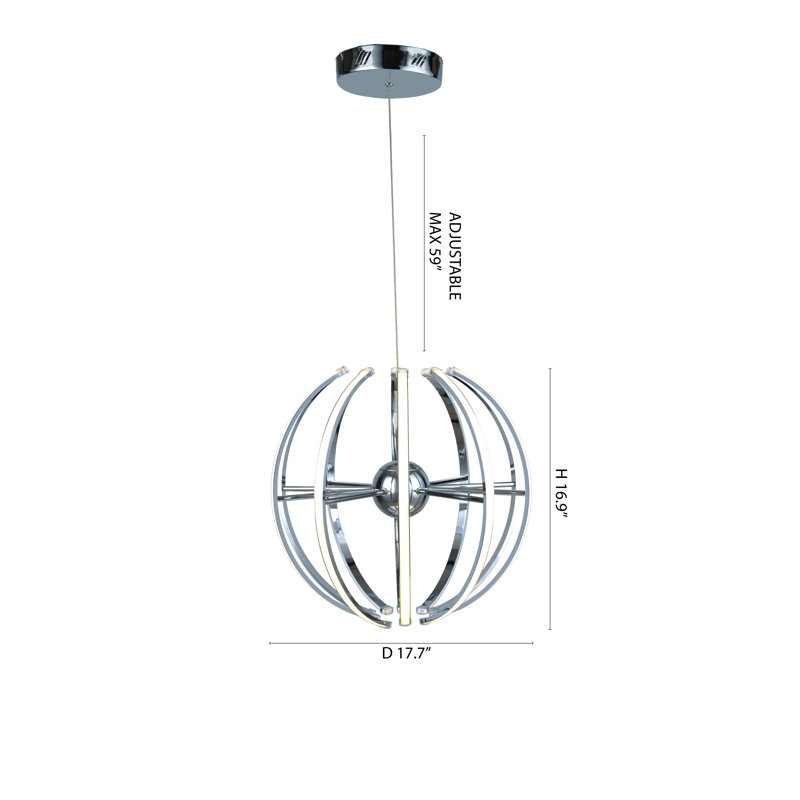 10-Light Chrome Aluminum LED Chandelier With Diffusers, Chrome