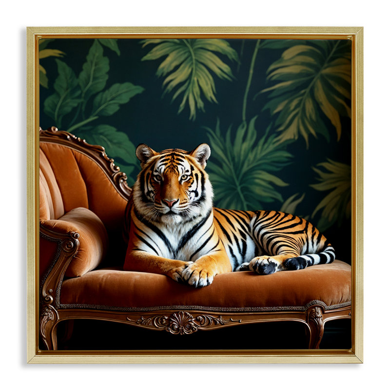 Chaise longue flottante Tiger, H 18 po x l 18 po, Cadre flottant métallique doré